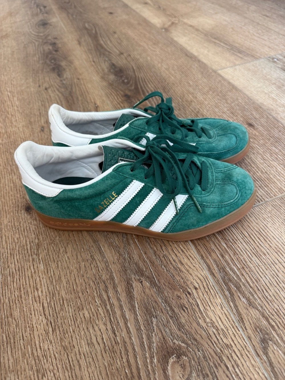 adidas Gazelle Suede Sneakers in Green with White Stripes